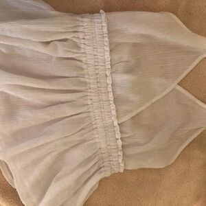 Express Women's Medium Halter Top Halter Peplum White Smocked Waist Gause Fabric